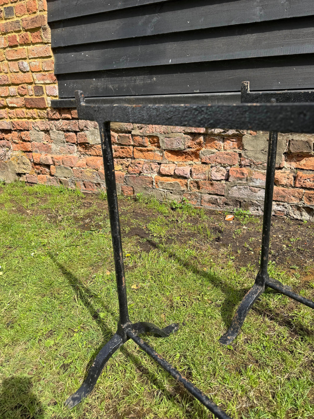 Pair Antique Cast Iron Trestle Table Bases Industrial Garden Table Legs