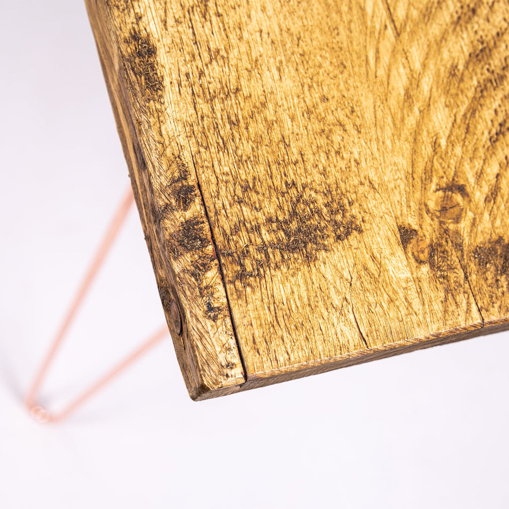 Industrial Farmhouse Desk - Rose Gold Steel Legs