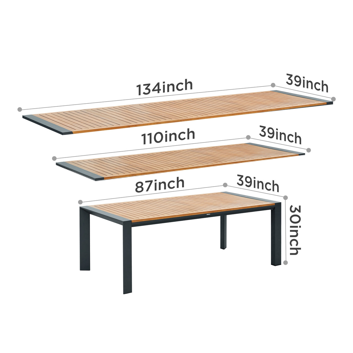 LUMEN 12 Person Teak Outdoor Dining Set With Three Version Extending Mode For 8/10/12 Seating