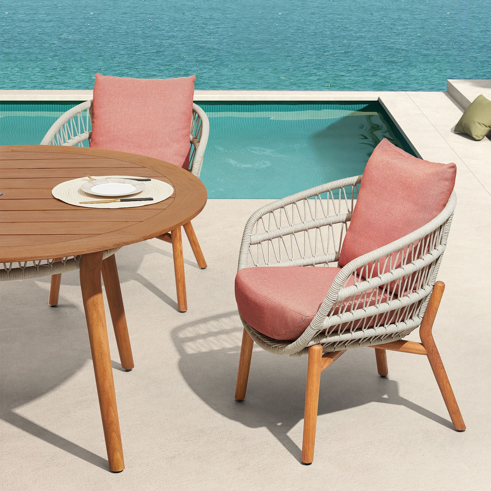 HIGOLD VASCA 7 Pieces Teak Outdoor Dining Set With Cushions
