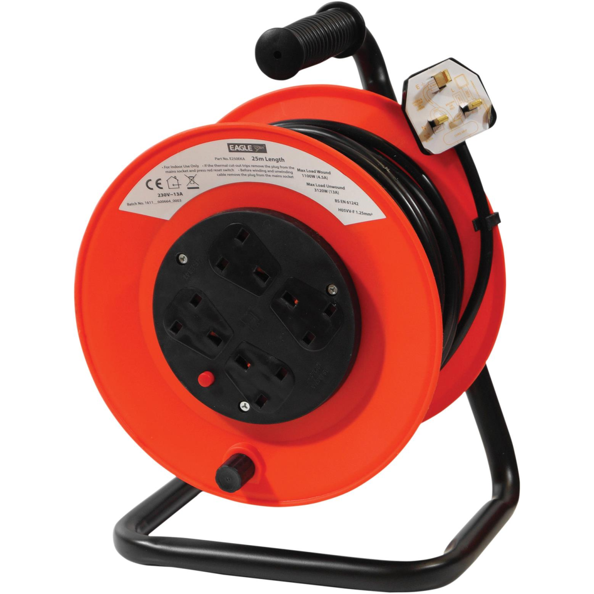 Eagle 4 Socket 25 Meter Extension Reel- E250EKA