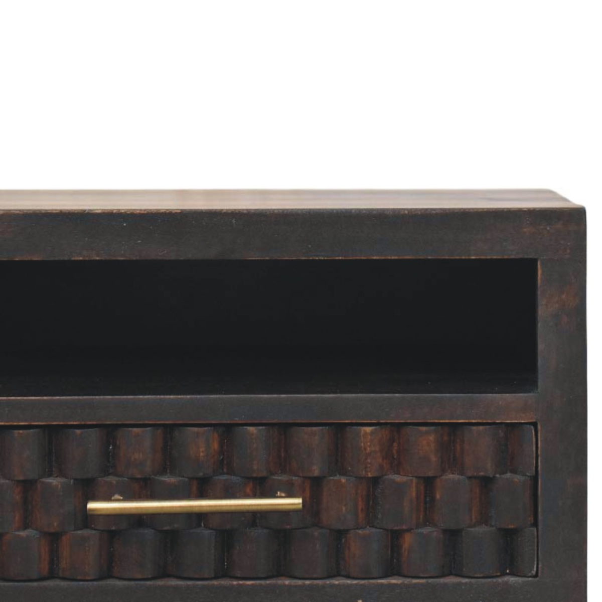 Artisan Furniture Solid Wood Arno Wall-Mounted Nightstand, 1 Drawer, 1 Shelf, Dark Brown