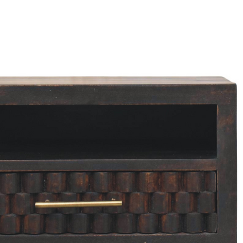 Artisan Furniture Solid Wood Arno Wall-Mounted Nightstand, 1 Drawer, 1 Shelf, Dark Brown
