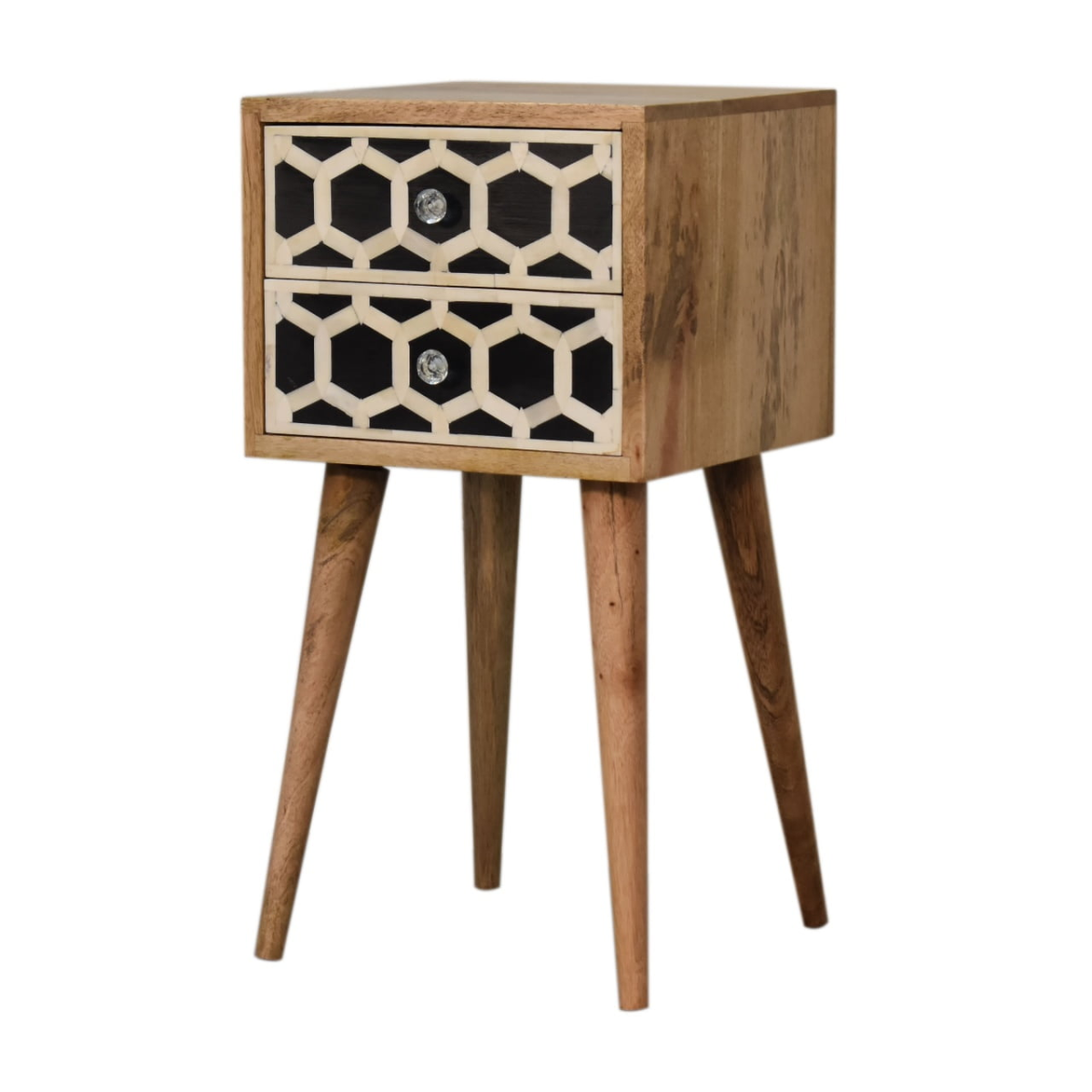 Artisan Furniture Solid Wood Mini Bone Inlay 2 Drawer Bedside
