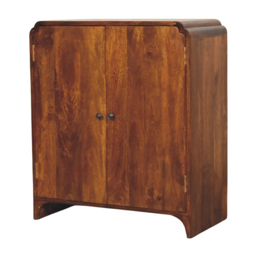 Artisan Furniture Solid Wood Newton Chestnut Cabinet, Double-Door Storage, Dark Brown
