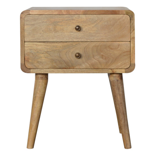 Artisan Furniture Solid Wood Curved Oak-ish Bedside