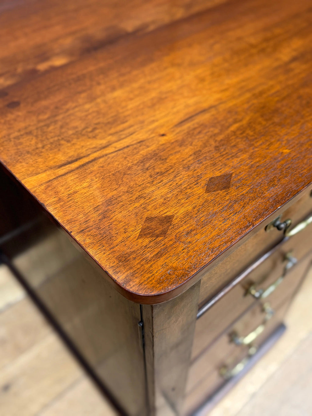 Antique Mahogany Twin Pedestal Desk Kneehole Writing Office Desk Computer Desk