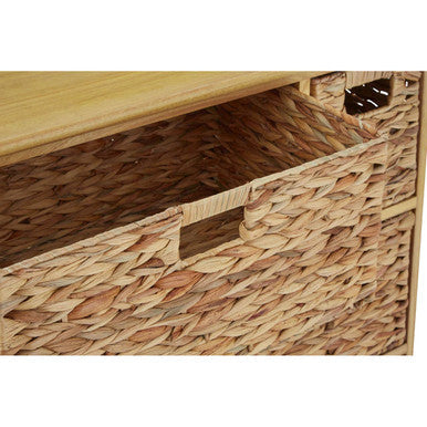 Padstow Natural Wooden Storage Unit with 6 Water Hyacinth Drawers