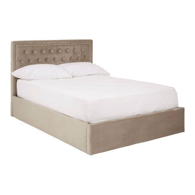Mink Velvet Ottoman Double Bed | Hannah
