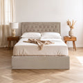 Hannah Mink Velvet Ottoman Double Bed