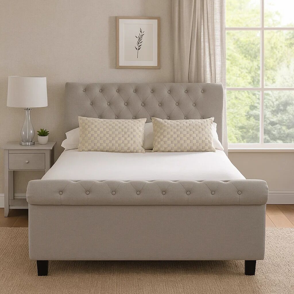 Light Grey Ottoman Double Bed | Orlando