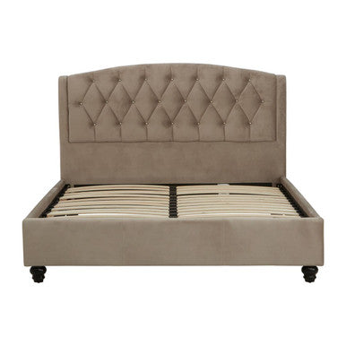 Mink Brushed Velvet Double Bed | Josephine
