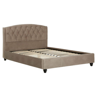 Mink Brushed Velvet Double Bed | Josephine