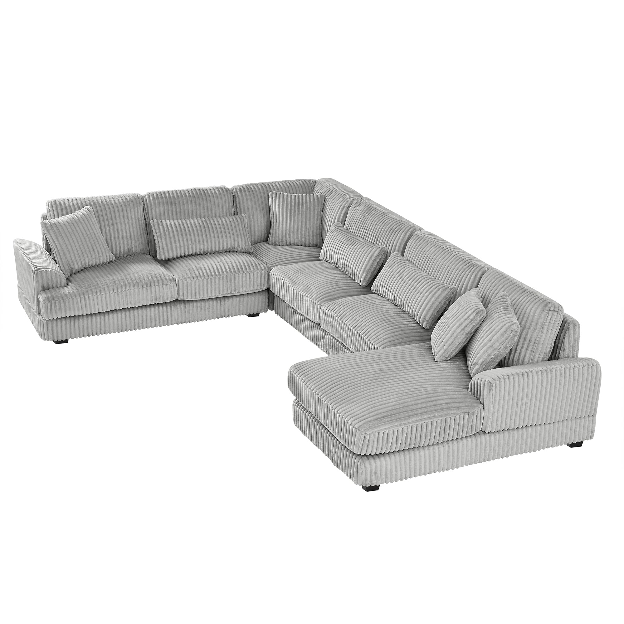 129" Oversized Sectional U-Shaped Sofa Couch Upholstered in Soft Corduroy