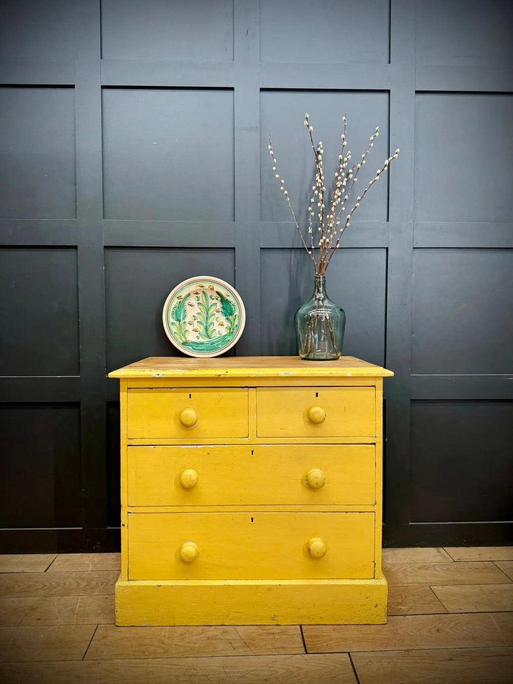 Antique Yellow Pine Chest of Drawers  – Farmhouse Bedroom Storage -Sink Stand