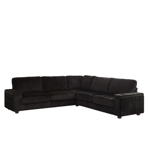 110-Inch Oversized Corduroy Corner Sofa,L Shaped With Storage & USB