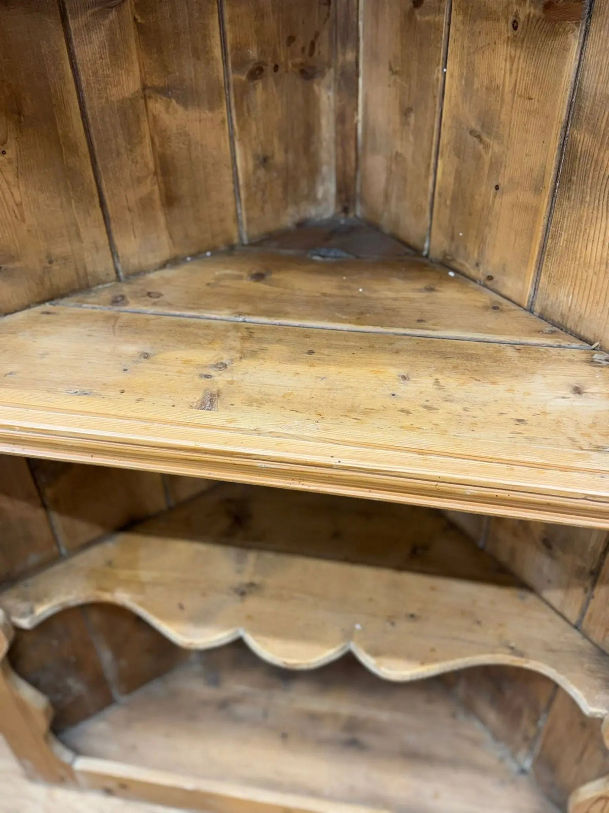 Antique Pine Rustic Corner Cupboard / Open Shelving Unit Storage