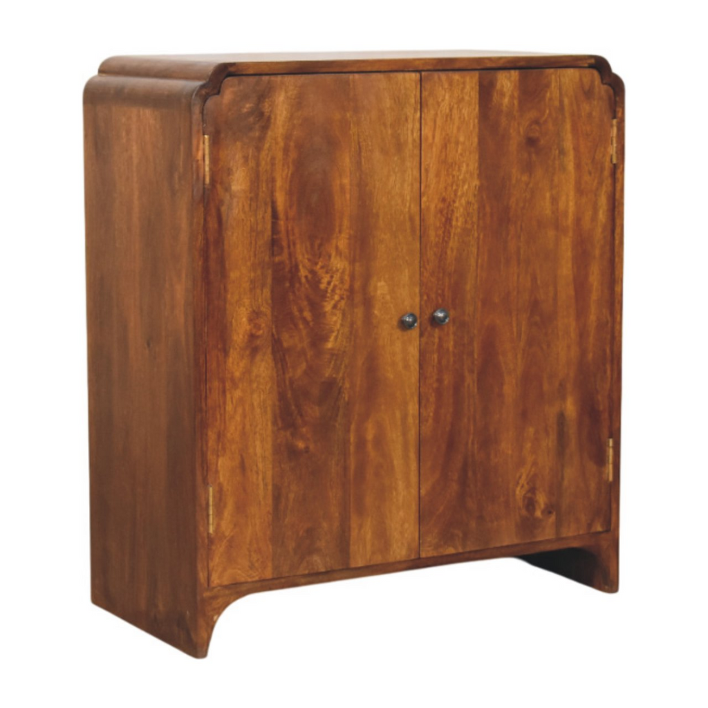 Artisan Furniture Solid Wood Newton Chestnut Cabinet, Double-Door Storage, Dark Brown