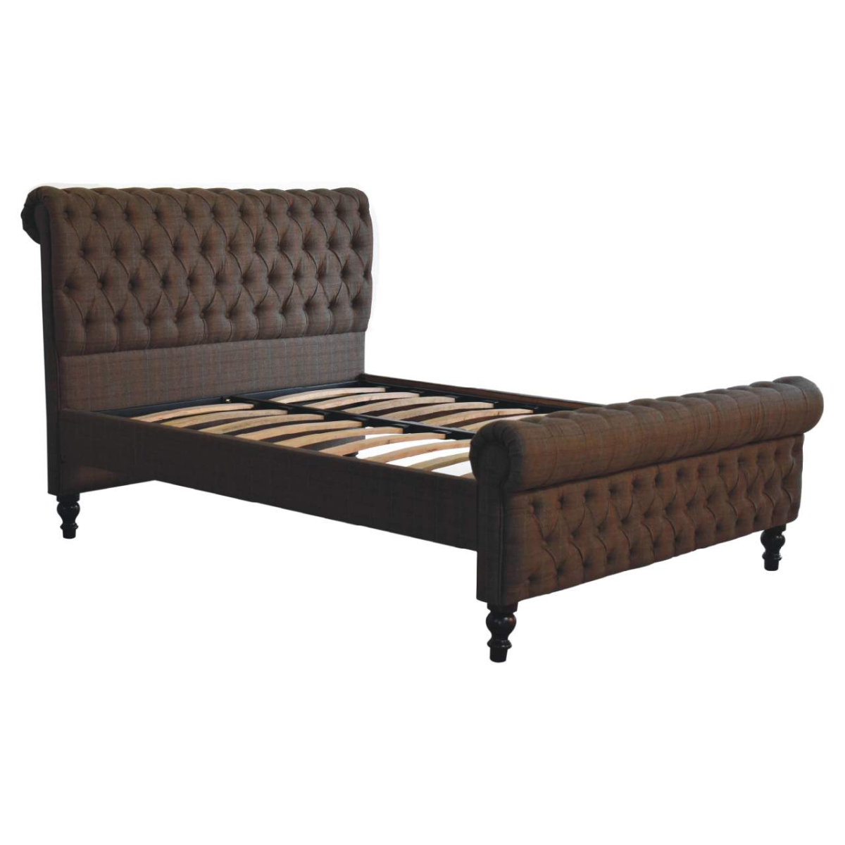Artisan Furniture Solid Wood Multi Tweed Bed, Brown