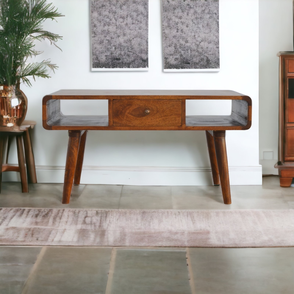 Artisan Furniture Solid Wood Curved Chestnut Coffee Table