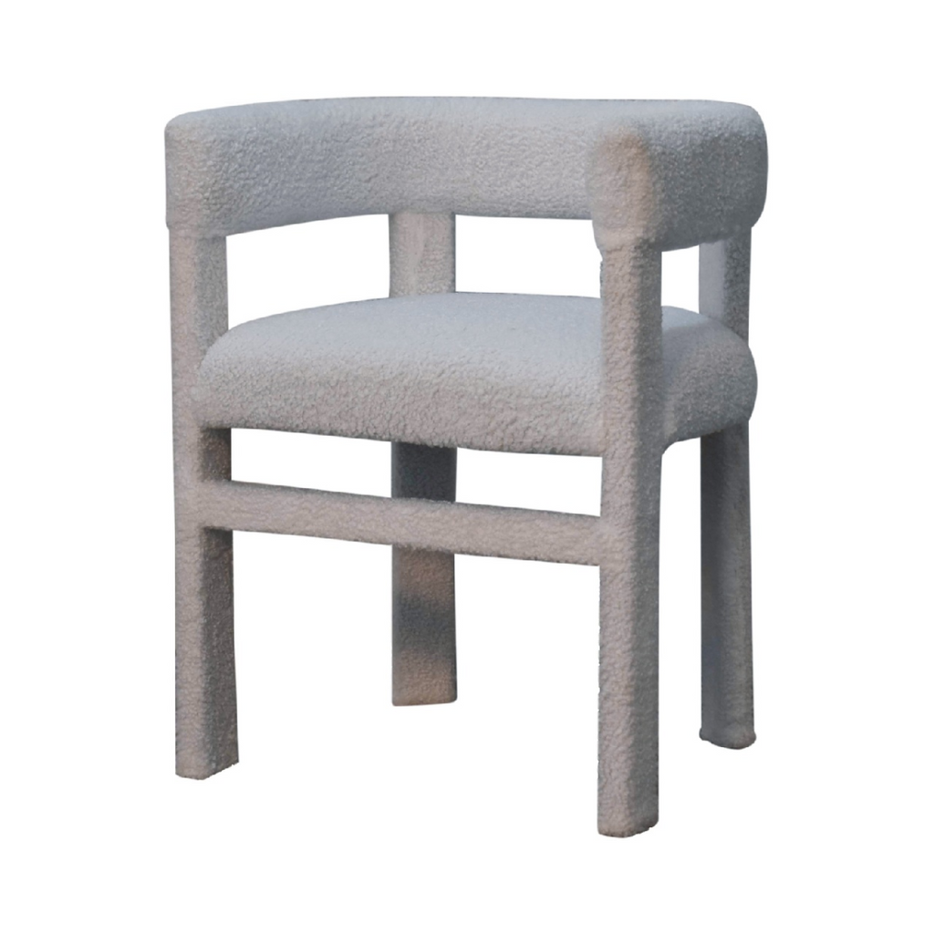 Artisan Furniture Solid Wood White Boucle Occasional Chair