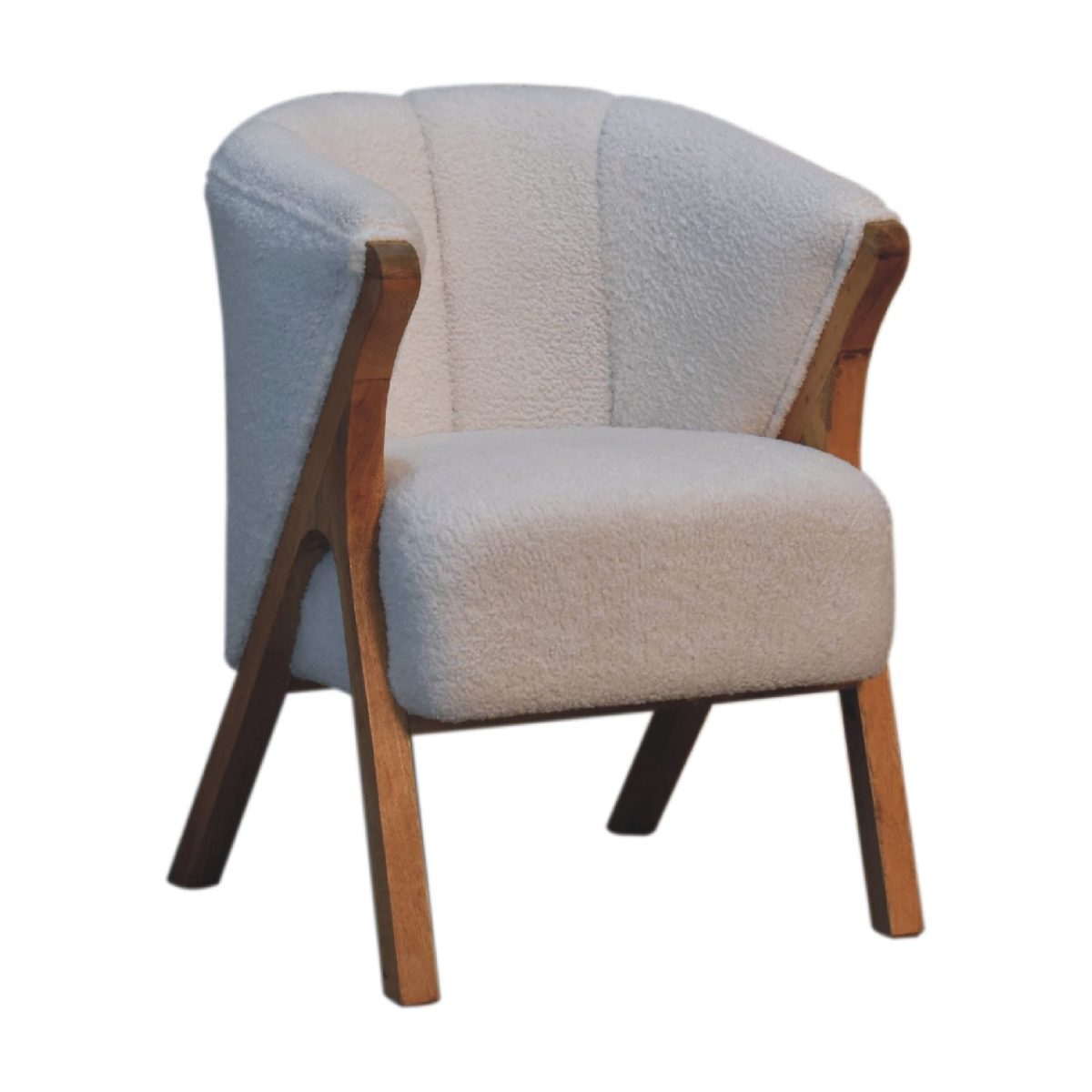 Artisan Furniture Solid Wood White Boucle Minimalistic Chair