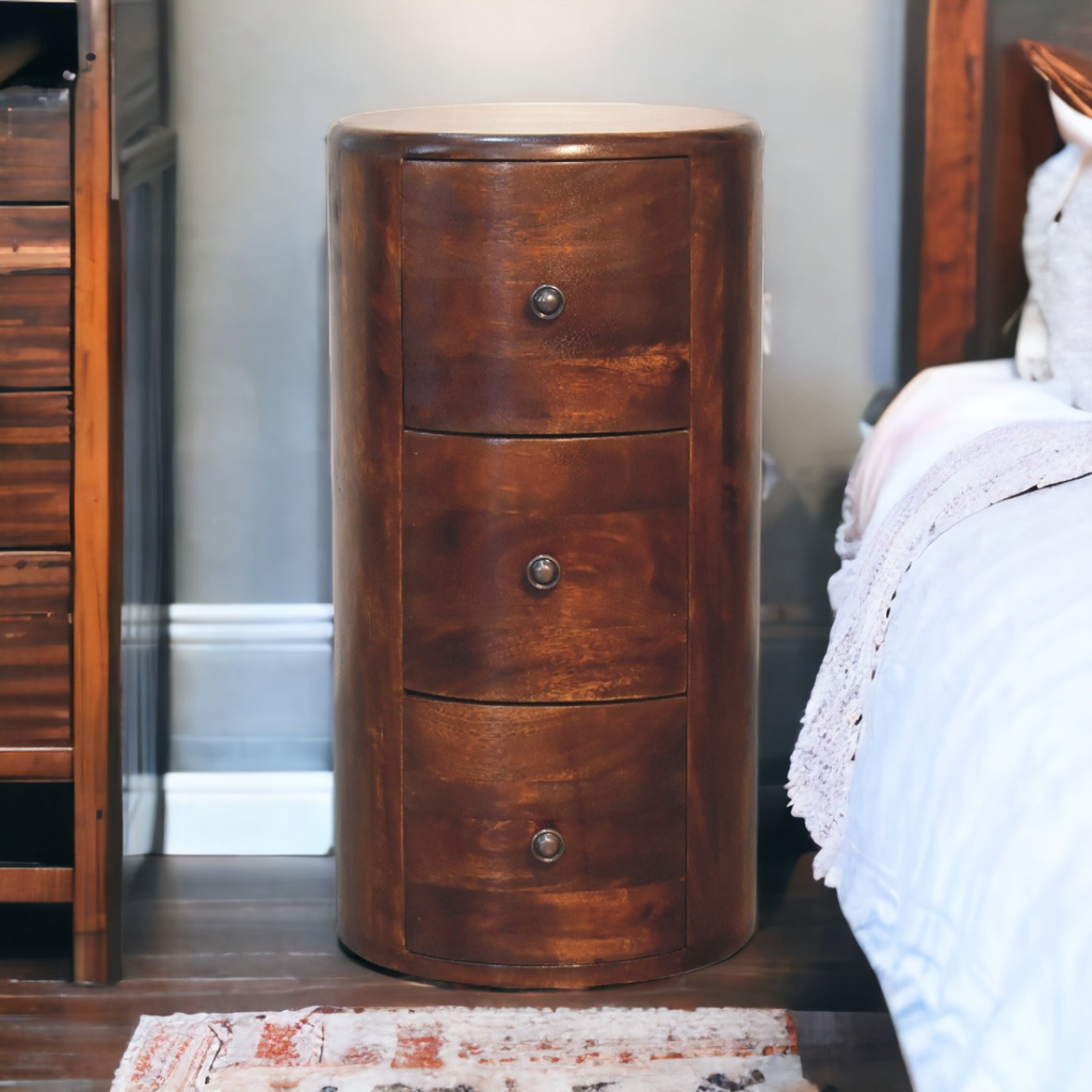 Artisan Furniture Solid Mango Wood Chestnut Drum Chest