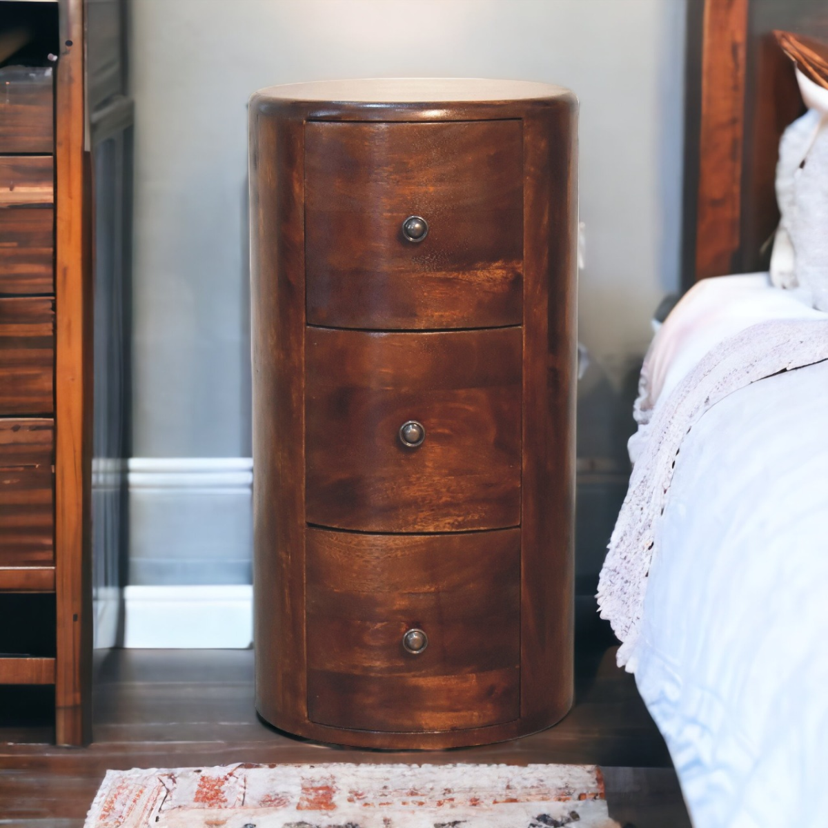 Artisan Furniture Solid Mango Wood Chestnut Drum Chest