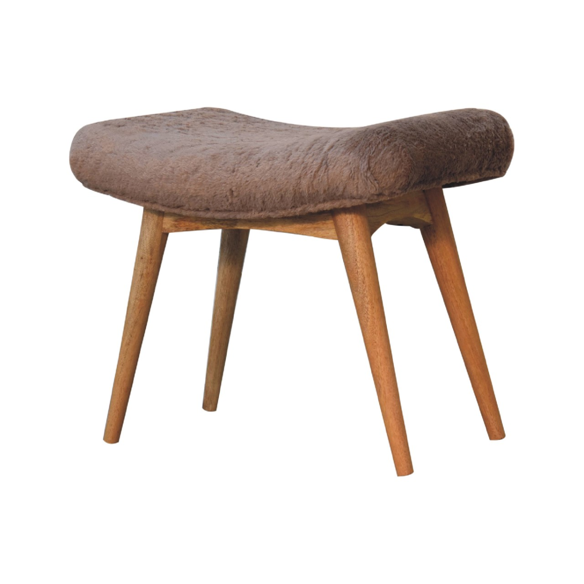 Artisan Furniture Solid Wood Mocha Faux Fur Curved Bench