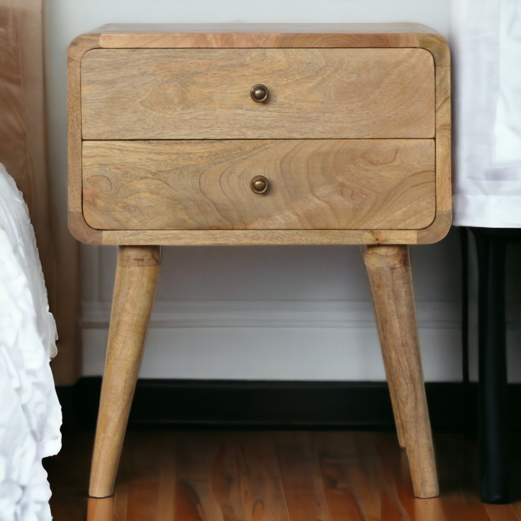 Artisan Furniture Solid Wood Curved Oak-ish Bedside