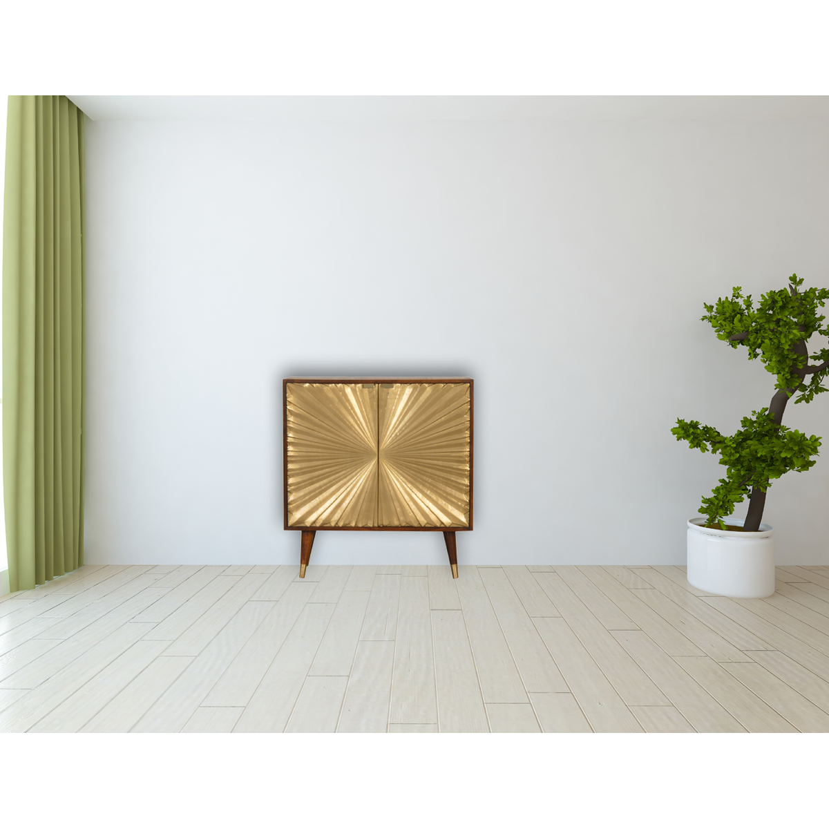 Artisan Furniture Solid Mango Wood Manila Gold Cabinet