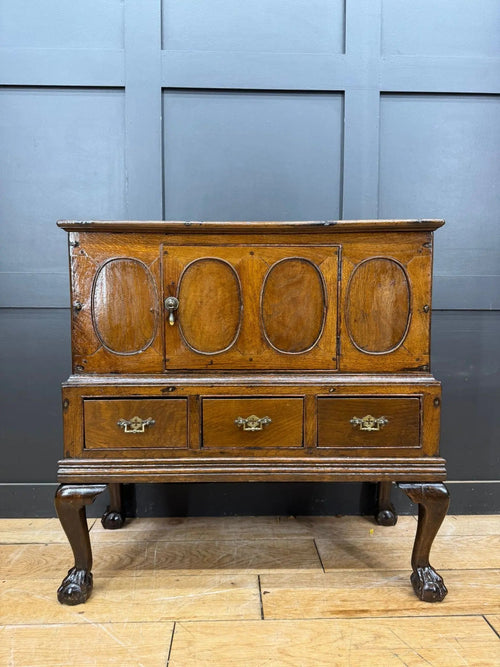 Antique Oak Sideboard / 18th Century Oak Cupboard on Stand / TV Stand