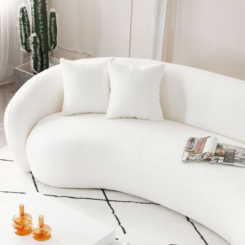 102'' 5-Seater Boucle Sofa Modern Sectional Half Moon Leisure Couch Teddy Fleece
