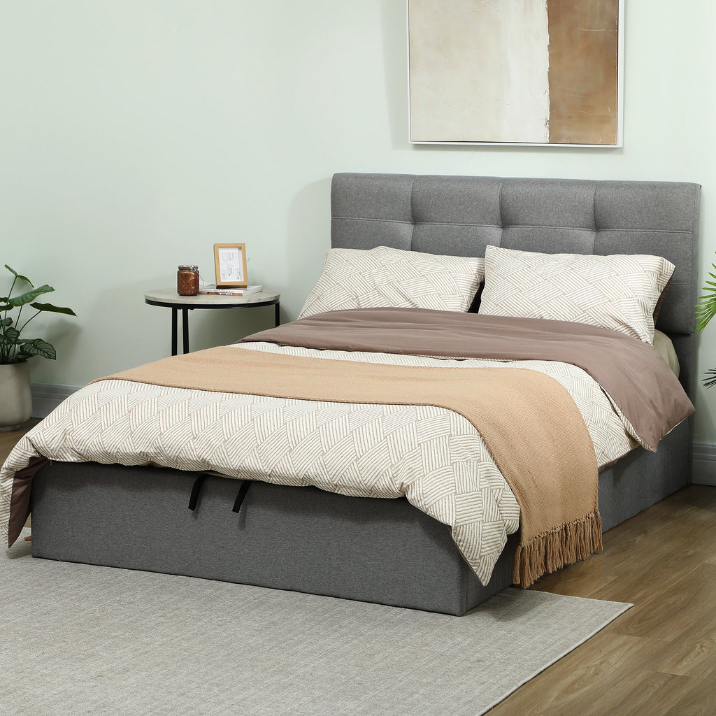 HOMCOM 4ft6 Double Ottoman Bed with Gas Lift Storage - Grey
