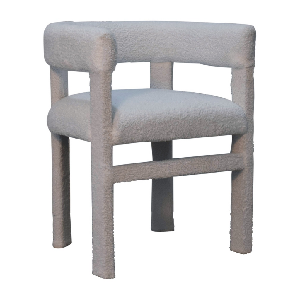Artisan Furniture Solid Wood White Boucle Occasional Chair