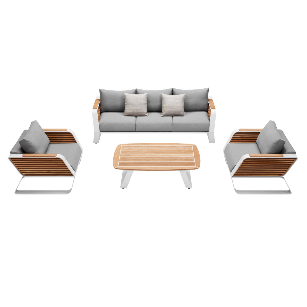 HIGOLD Wing Aluminum Teak Patio Sofa for 5 - Series 2049
