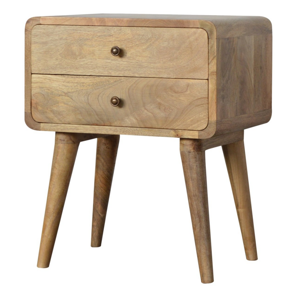 Artisan Furniture Solid Wood Curved Oak-ish Bedside