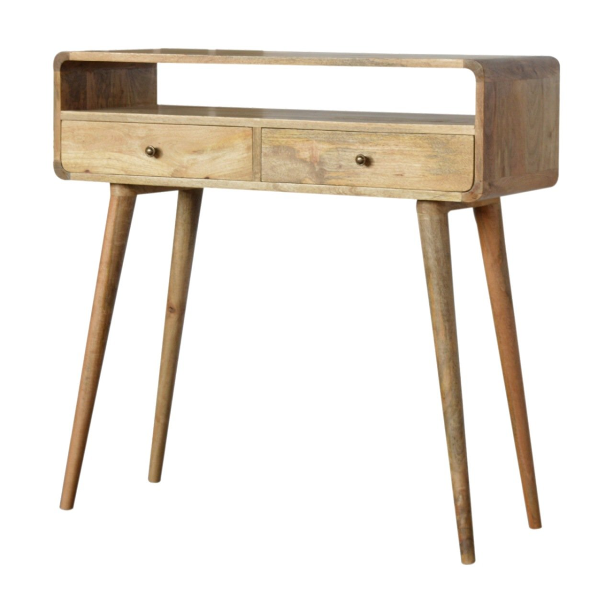 Artisan Furniture Solid Wood Curved Oak-ish Console Table