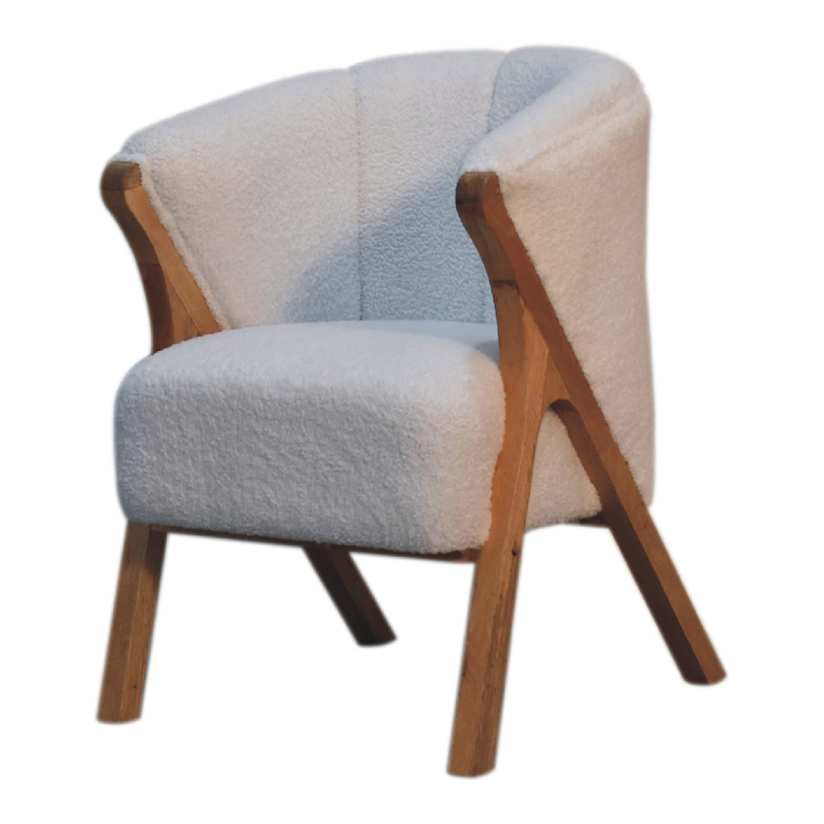 Artisan Furniture Solid Wood White Boucle Minimalistic Chair