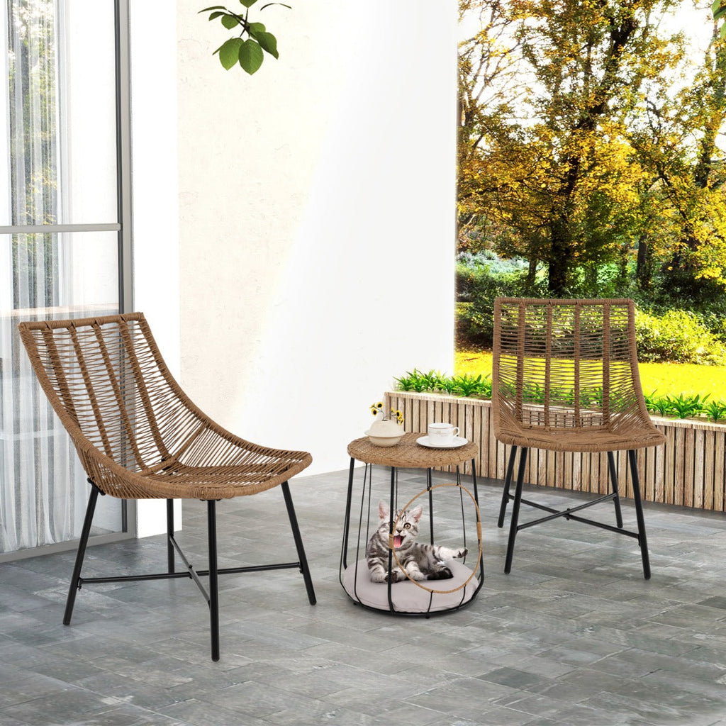 3 Piece Outdoor Furniture Set with Pet House-Light Brown
