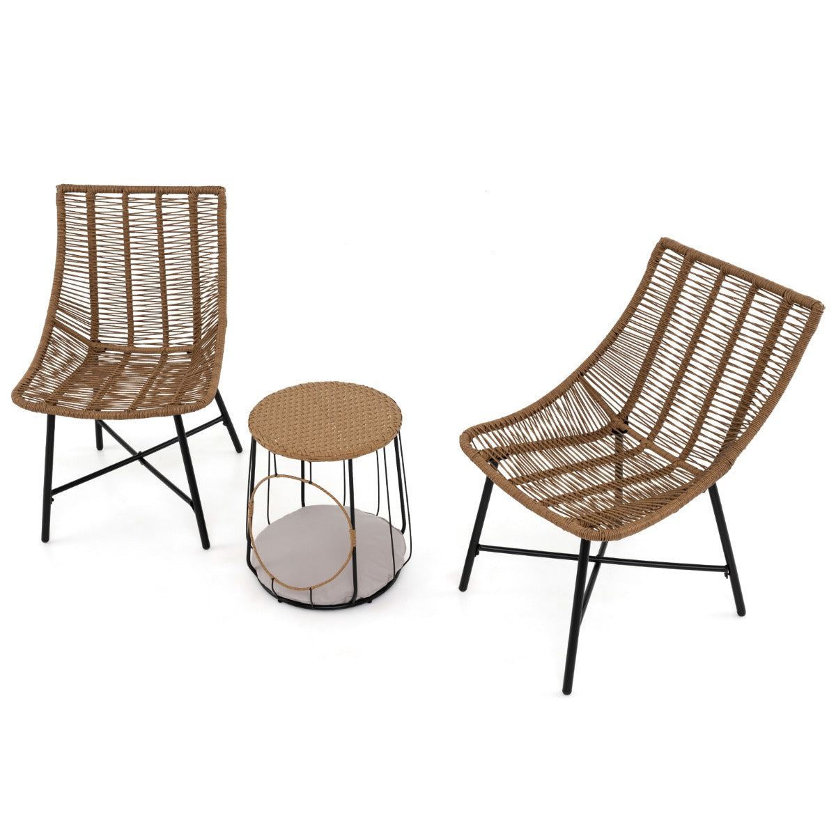 3 Piece Outdoor Furniture Set with Pet House-Light Brown