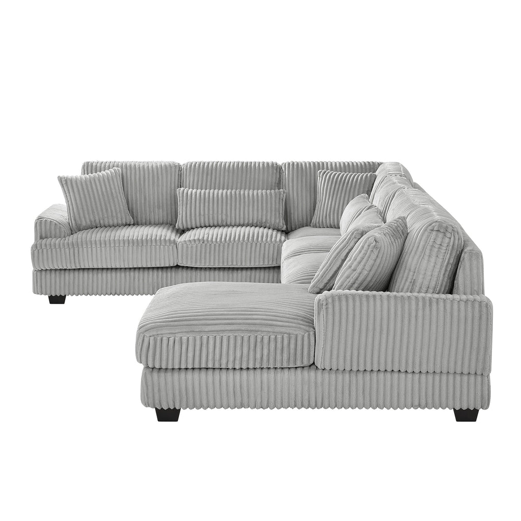 129" Oversized Sectional U-Shaped Sofa Couch Upholstered in Soft Corduroy