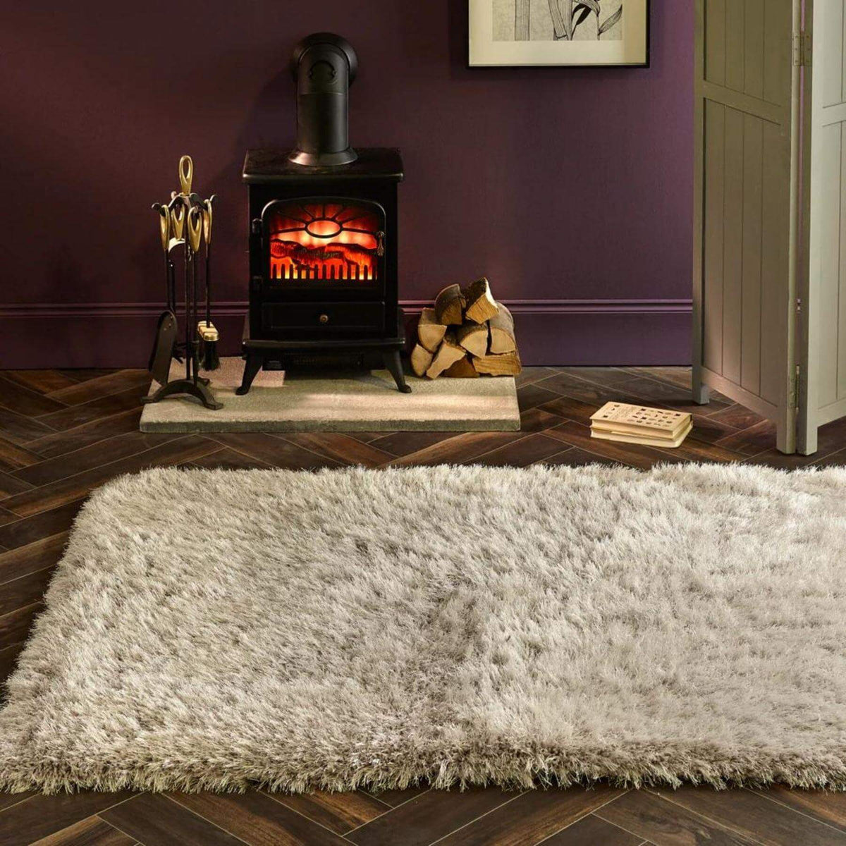 Extravagance Silver Grey Shaggy Rug