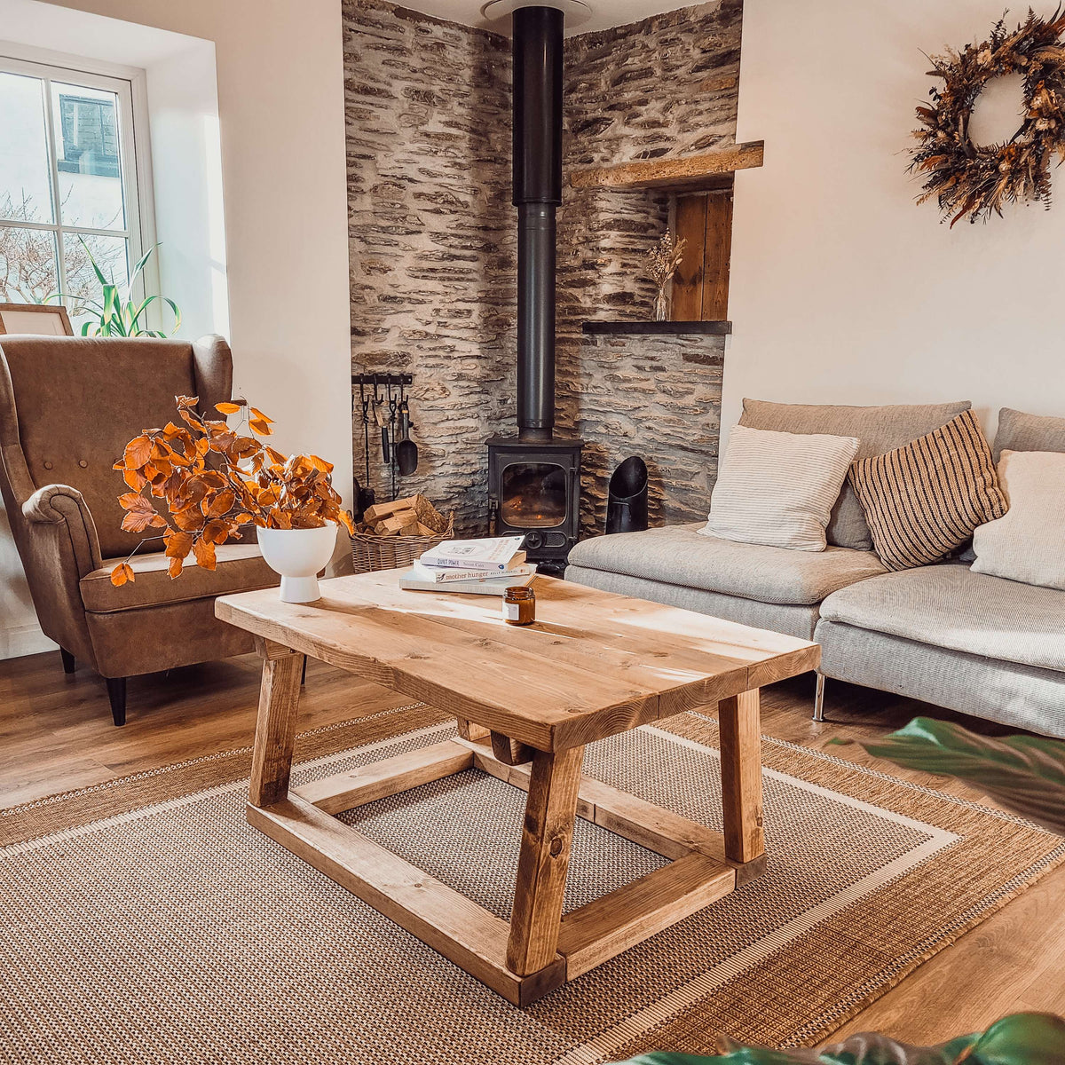 COAV Rustic Wooden Coffee Table
