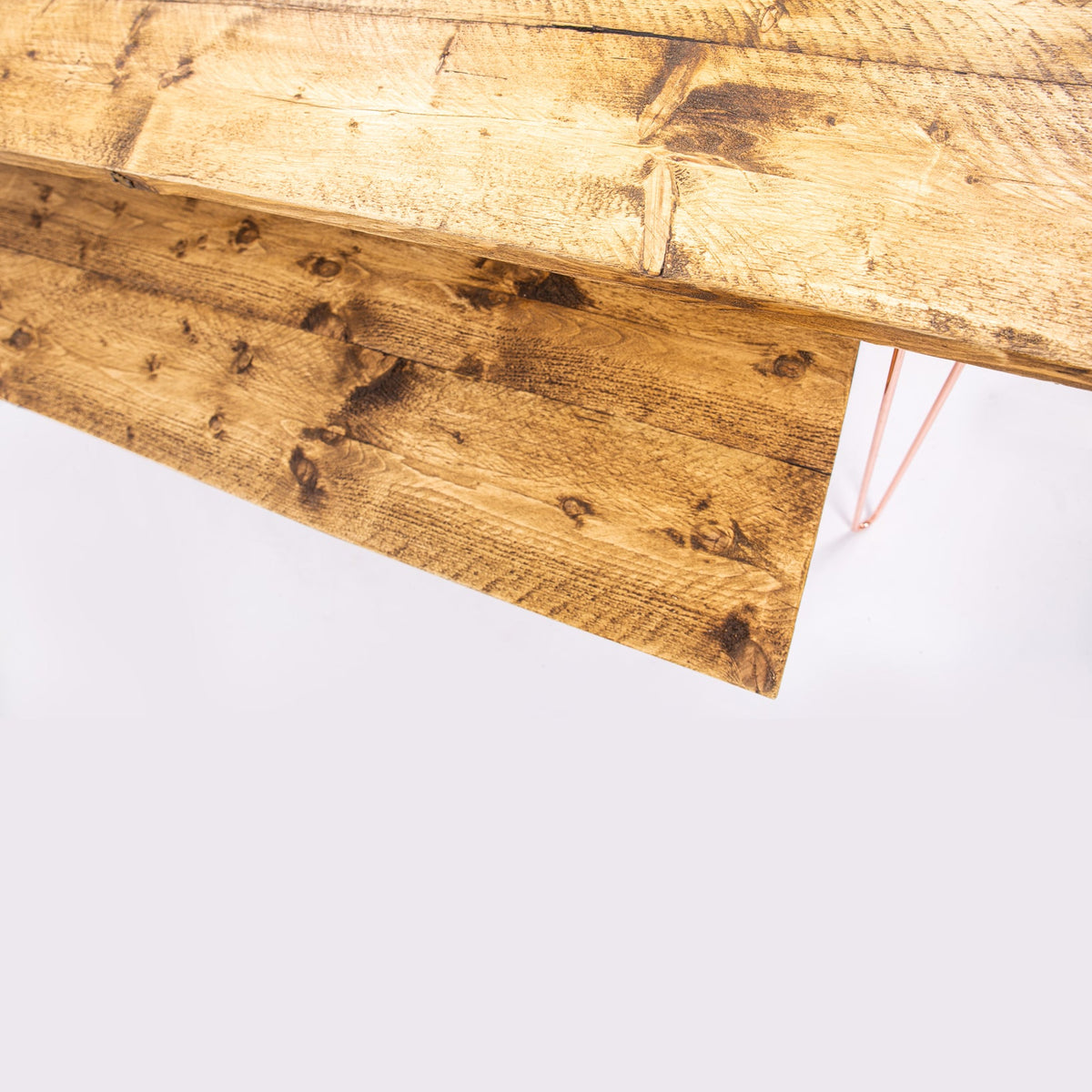 4-8 Seater dining Table Set - Rose Gold Steel Legs & Benches