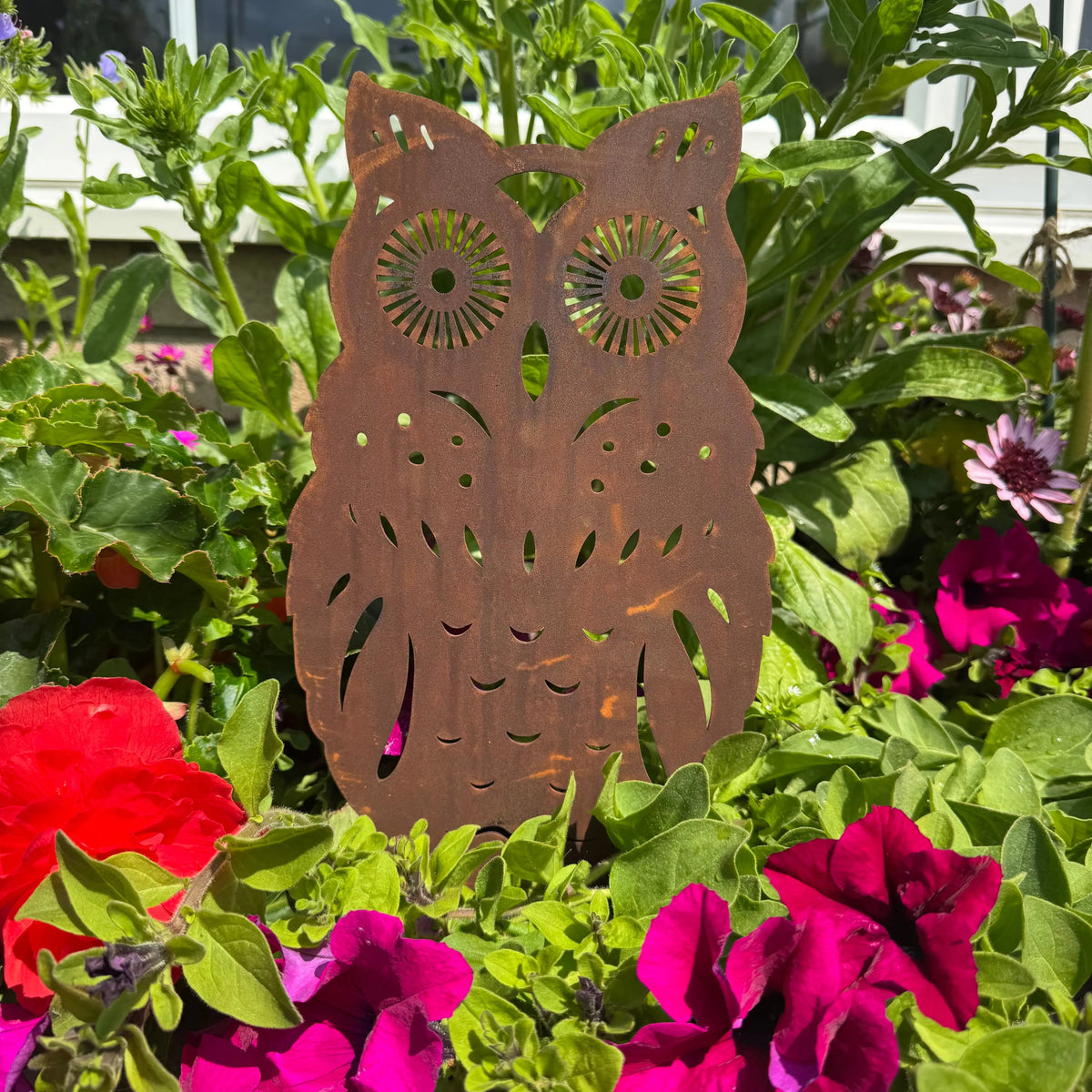 Rusty Metal Standing Owl Garden Decoration