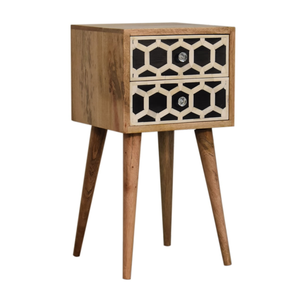 Artisan Furniture Solid Wood Mini Bone Inlay 2 Drawer Bedside