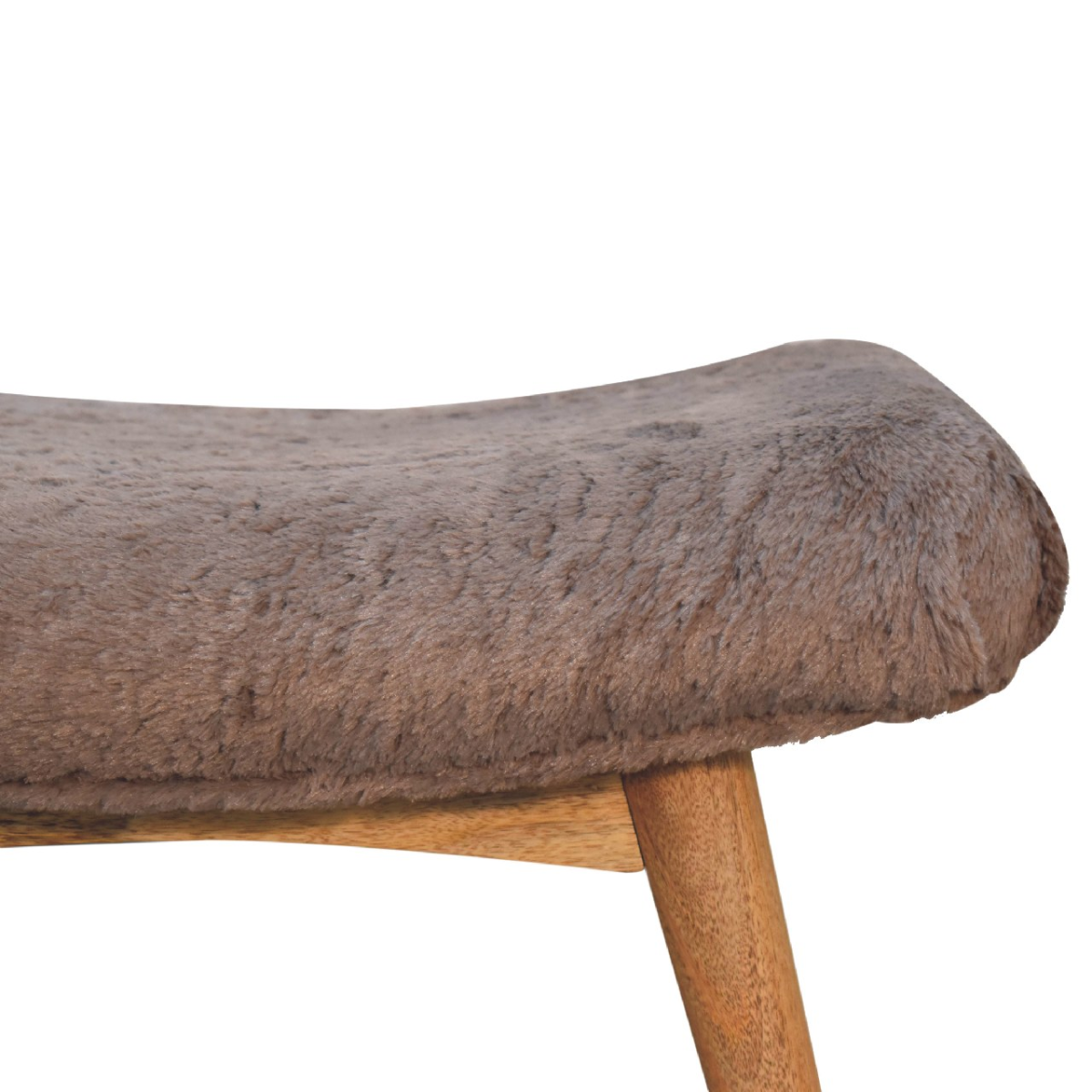 Artisan Furniture Solid Wood Mocha Faux Fur Curved Bench