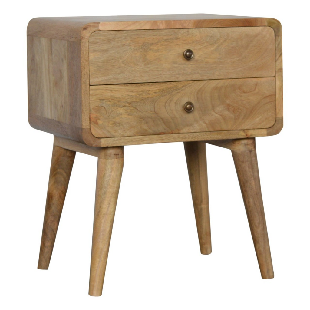 Artisan Furniture Solid Wood Curved Oak-ish Bedside