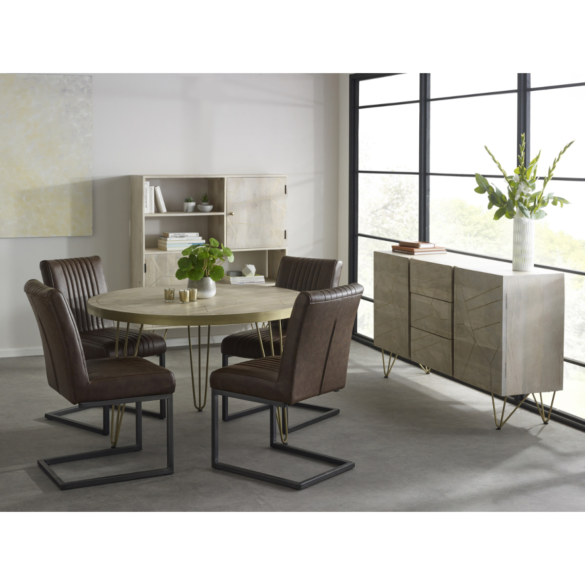 Light Gold Extra Large Sideboard 3 Drawers And 2 Doors